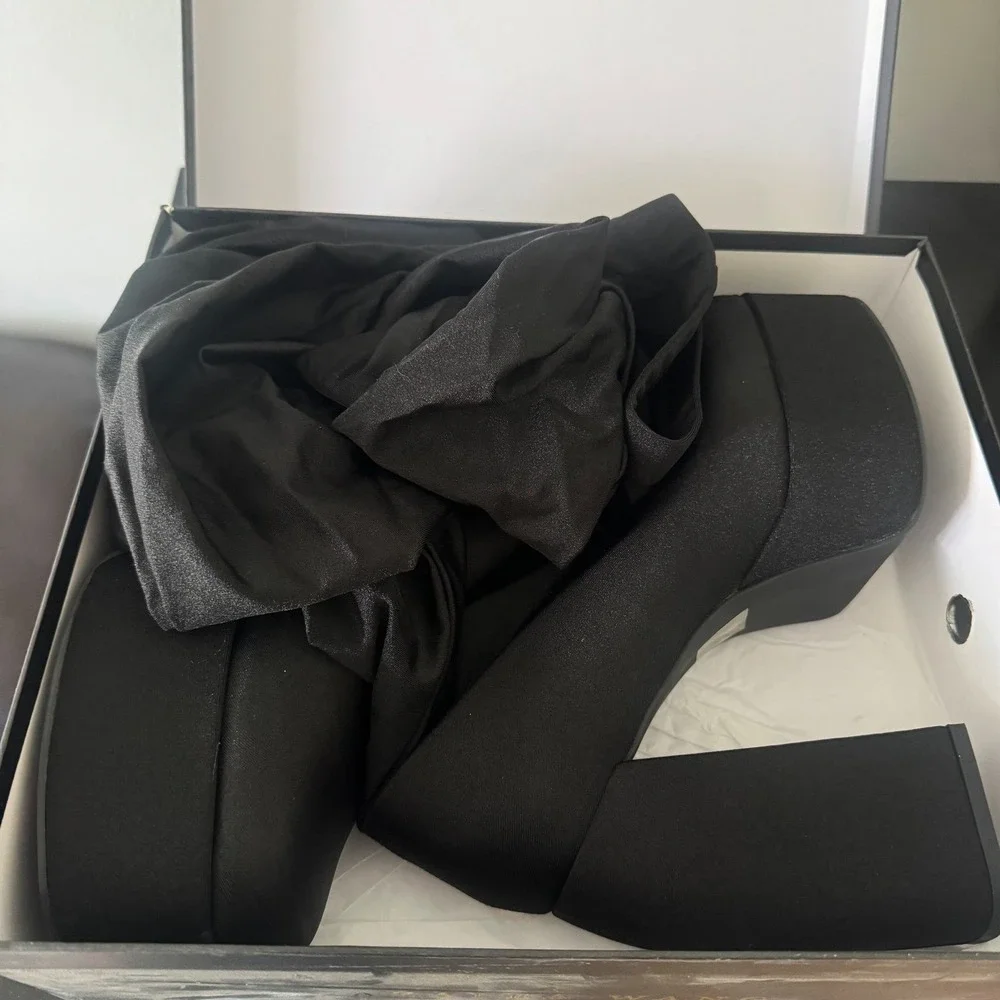 Azalea Wang Heyhey Black Platform Pant Boots‎ 7 Clubwear baddie 90s Goth NIB